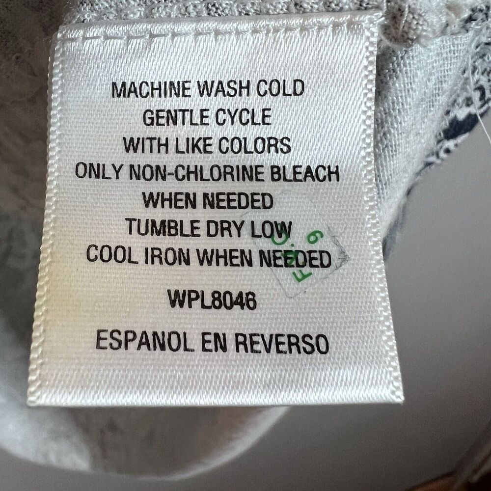 Style & Co Blouse Women's Size XL Floral Long Sleeve Boho Blue & White - Picture 6 of 9